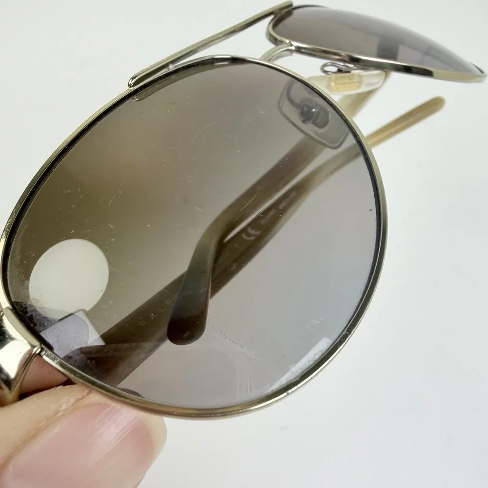 Ralph Lauren RA4004 101/T5 Polarized Aviator Sunglasses Gold Cream 59-13-130